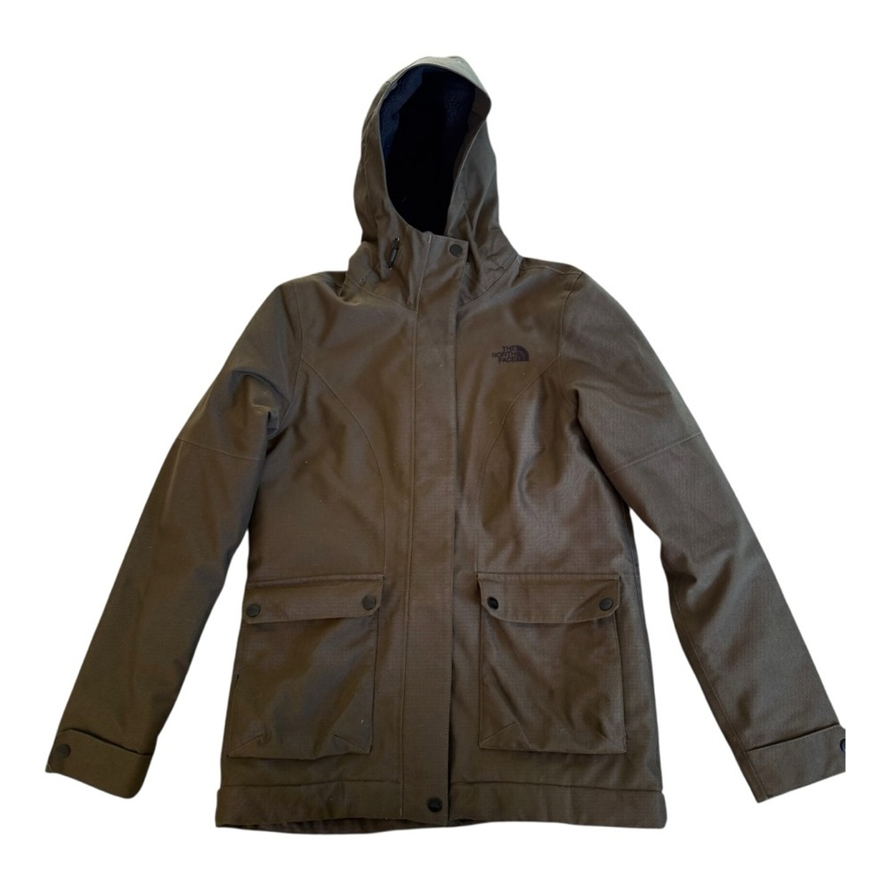 North Face Firesyde Jacket Waterproof Insulated Hooded Sz S Dark Olive Green